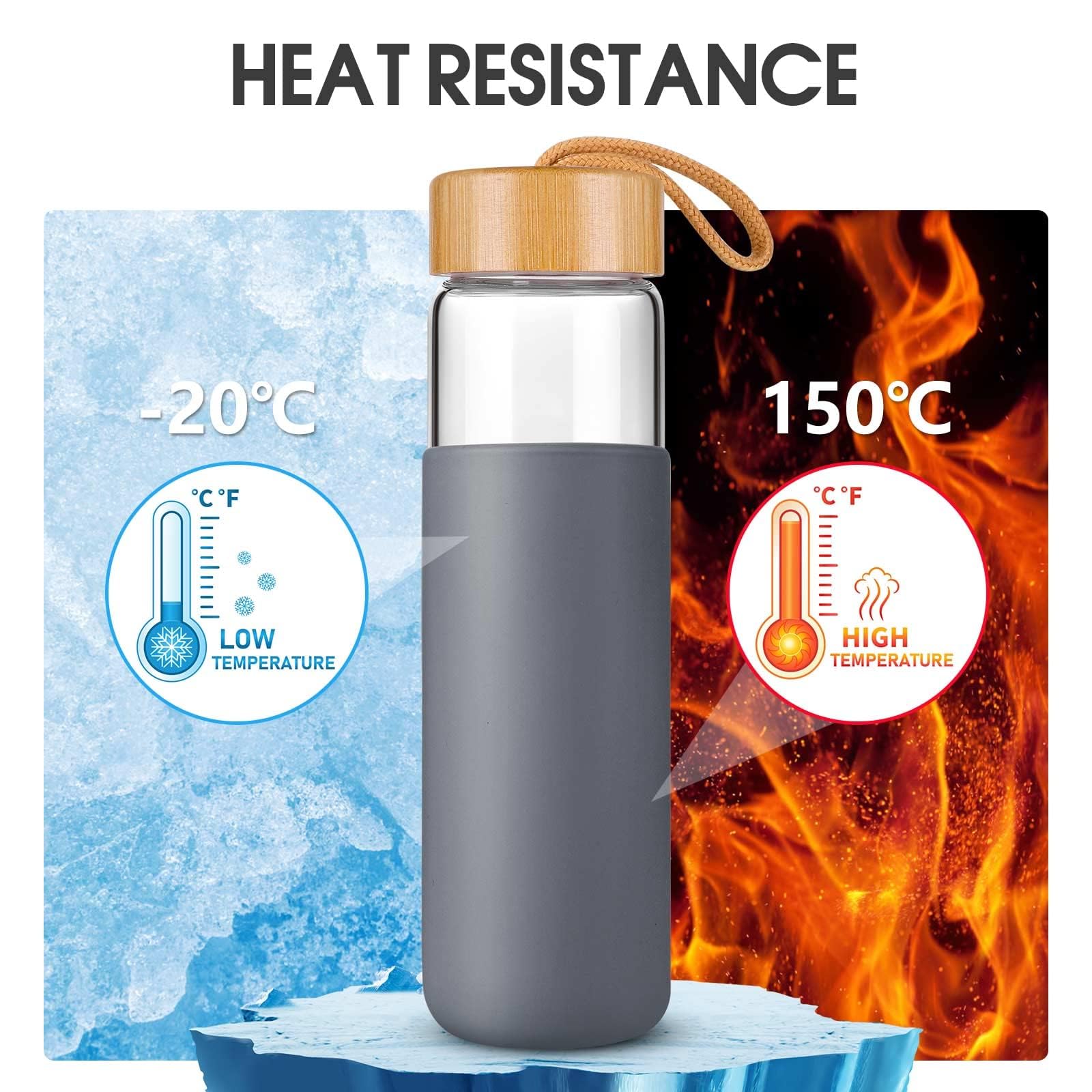 【⑥】　ボトル Amazon.co.jp: Yomious 20オンス ホウケイ酸ガラスウォーターボトル